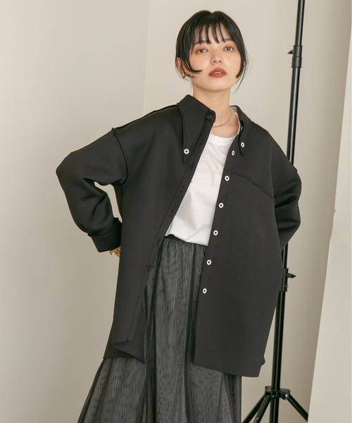 Eimee Law（エイミーロウ）の「マシュマロボンディングアシメシャツ（シャツ/ブラウス・レディース・ブラック/チャコールグレー/ベージュ・38）」の17枚目の写真