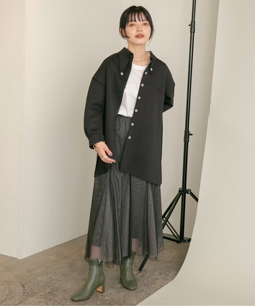 Eimee Law（エイミーロウ）の「マシュマロボンディングアシメシャツ（シャツ/ブラウス・レディース・ブラック/チャコールグレー/ベージュ・38）」の9枚目の写真