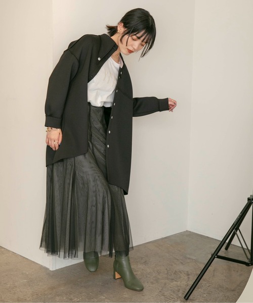 Eimee Law（エイミーロウ）の「マシュマロボンディングアシメシャツ（シャツ/ブラウス・レディース・ブラック/チャコールグレー/ベージュ・38）」の12枚目の写真