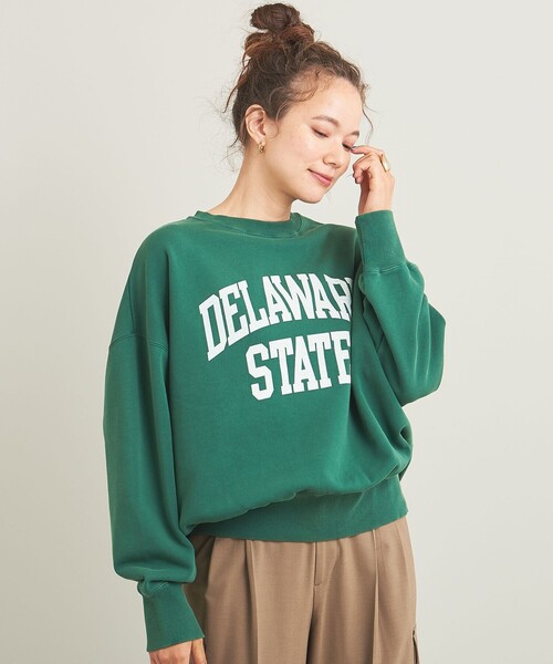 BEAUTY&YOUTH UNITED ARROWS（ビューティーアンドユースユナイテッドアローズ）の「コットン裏毛カレッジロゴスウェットプルオーバー（Tシャツ/カットソー・レディース・グレー/ワインレッド/ケリー/その他5・FREE）」の12枚目の写真