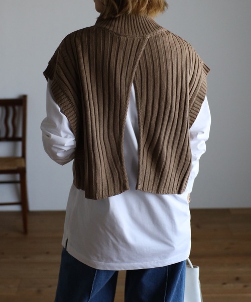 r.(アールドット)の「ワイドリブ編みハイネック ショート TOPS(ニット/セーター・レディース・ブラック/ベージュ/パープル/ライトグリーン/アイボリー/ライトベージュ・FREE)」の11枚目の写真