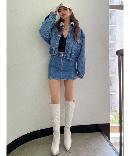 GYDA（ジェイダ）の「【セットアップ着用可】SIDE QUILTINGデニム スカートライクショートパンツ（デニムスカート・レディース・ライトブルー/インディゴブルー・SMALL/MEDIUM）」の11枚目の写真