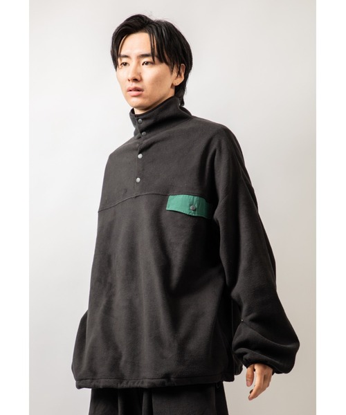 Beno(ビーノ)の「カラーマイクロフリース ビッグシルエット アノラック スタンド スナップ トレーナー(スウェット・メンズ・ホワイト/ブラック/パープル/オレンジ/ブルー/グリーン・M/L)」の20枚目の写真