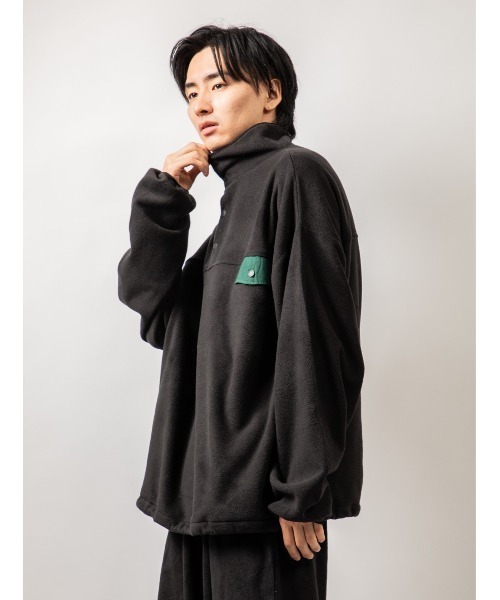 Beno(ビーノ)の「カラーマイクロフリース ビッグシルエット アノラック スタンド スナップ トレーナー(スウェット・メンズ・ホワイト/ブラック/パープル/オレンジ/ブルー/グリーン・M/L)」の21枚目の写真