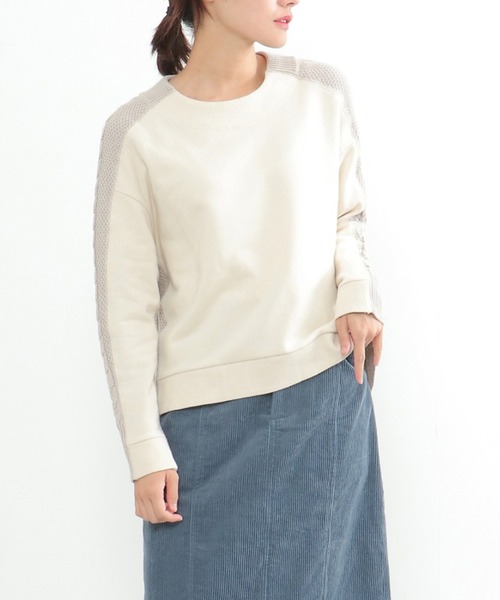 LBC(エルビーシー)の「スウェットニットドッキングプルオーバー(Tシャツ/カットソー・レディース・オレンジ/オフホワイト/ブラック・M)」の2枚目の写真