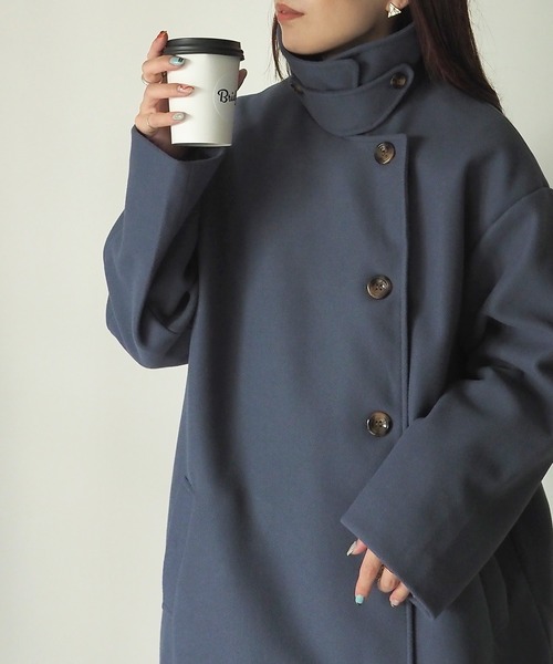 Riberry（リベリー）の「3Wayカラーロングコート（ステンカラーコート・レディース・ブラック/グリーン/アイボリー/モカ/ダークブルー/グレー系/ブラウン系/アイボリー系・MEDIUM）」の8枚目の写真