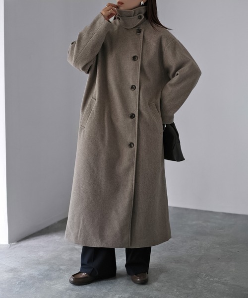 Riberry（リベリー）の「3Wayカラーロングコート（ステンカラーコート・レディース・ブラック/グリーン/アイボリー/モカ/ダークブルー/グレー系/ブラウン系/アイボリー系・MEDIUM）」の16枚目の写真