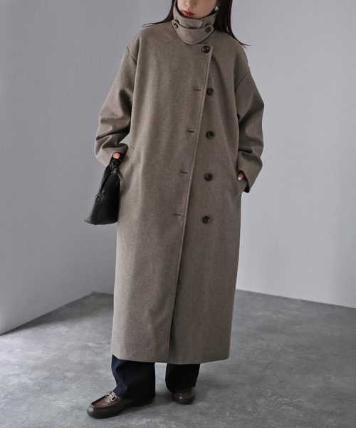 Riberry（リベリー）の「3Wayカラーロングコート（ステンカラーコート・レディース・ブラック/グリーン/アイボリー/モカ/ダークブルー/グレー系/ブラウン系/アイボリー系・MEDIUM）」の14枚目の写真