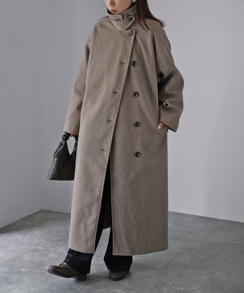 Riberry（リベリー）の「3Wayカラーロングコート（ステンカラーコート・レディース・ブラック/グリーン/アイボリー/モカ/ダークブルー/グレー系/ブラウン系/アイボリー系・MEDIUM）」の10枚目の写真