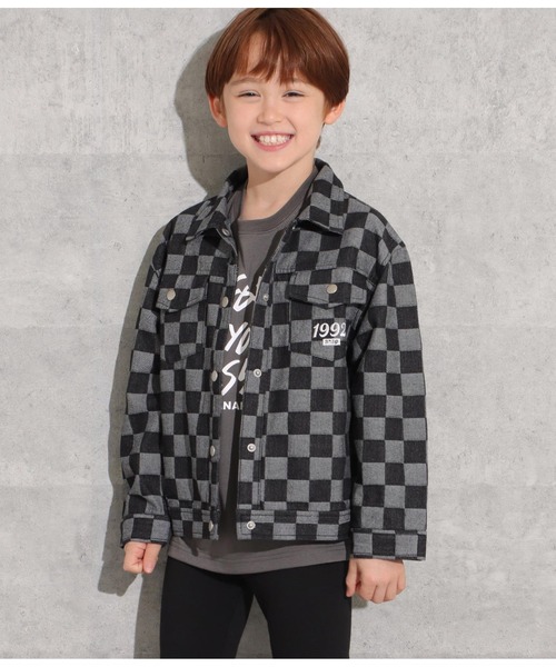 ANAP kids(アナップキッズ)の「チェッカーデニムGジャン【セットアップ着用可】(デニムジャケット・キッズ・ブルー/ブラック・130cm/120cm/110cm)」の19枚目の写真
