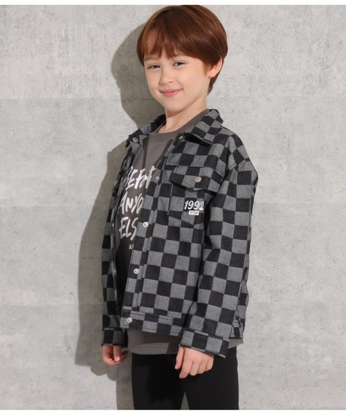 ANAP kids(アナップキッズ)の「チェッカーデニムGジャン【セットアップ着用可】(デニムジャケット・キッズ・ブルー/ブラック・130cm/120cm/110cm)」の8枚目の写真