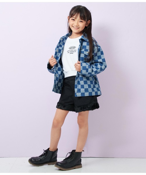 ANAP kids(アナップキッズ)の「チェッカーデニムGジャン【セットアップ着用可】(デニムジャケット・キッズ・ブルー/ブラック・130cm/120cm/110cm)」の17枚目の写真