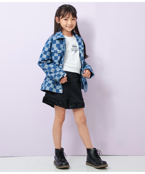 ANAP kids(アナップキッズ)の「チェッカーデニムGジャン【セットアップ着用可】(デニムジャケット・キッズ・ブルー/ブラック・130cm/120cm/110cm)」の14枚目の写真