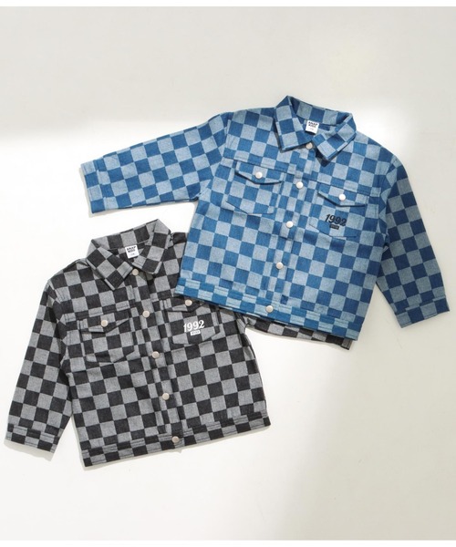 ANAP kids(アナップキッズ)の「チェッカーデニムGジャン【セットアップ着用可】(デニムジャケット・キッズ・ブルー/ブラック・130cm/120cm/110cm)」の20枚目の写真