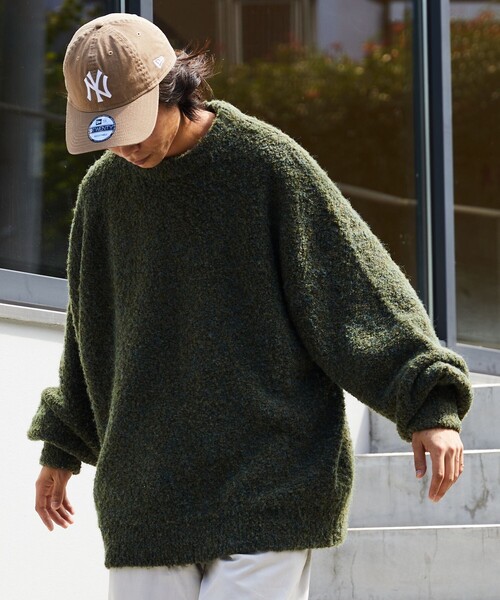 FREAK'S STORE(フリークスストア)の「WEB限定 ビッグシルエット ループヤーン クルーネックニット/プルオーバーセーター(ニット/セーター・メンズ・ブラック/サックスブルー/グリーン/ベージュ/イエロー・SMALL/MEDIUM/LARGE)」の13枚目の写真