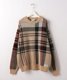 ＜ARIES＞ PRAID CREW NECK KNIT/ニット