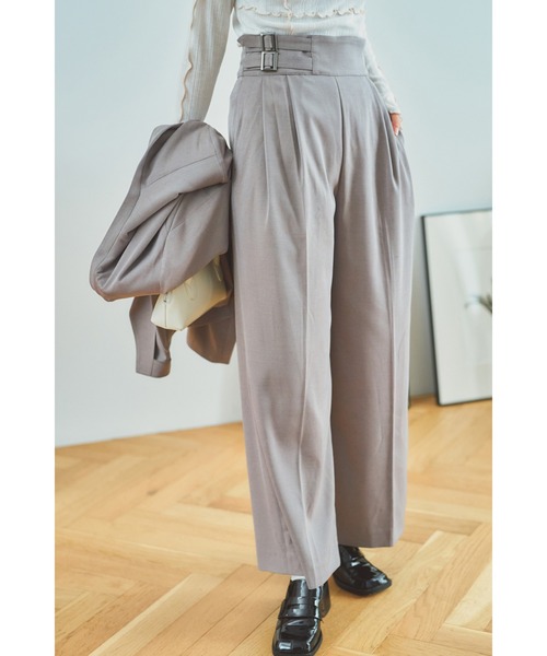 N WITH.（エヌウィズ）の「ベルトデザインタックパンツ（その他パンツ・レディース・ライトグリーン/グレー系その他・S/M）」の2枚目の写真