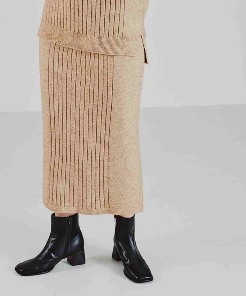 acro（アクロ）の「リブ切替ニットタイトスカート/AC2102（スカート・レディース・グリーン/グレー/ベージュ・ﾌﾘ-）」の3枚目の写真