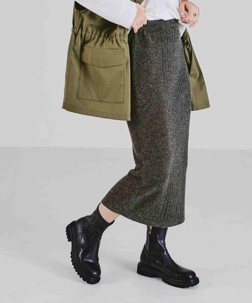 acro（アクロ）の「リブ切替ニットタイトスカート/AC2102（スカート・レディース・グリーン/グレー/ベージュ・ﾌﾘ-）」の2枚目の写真