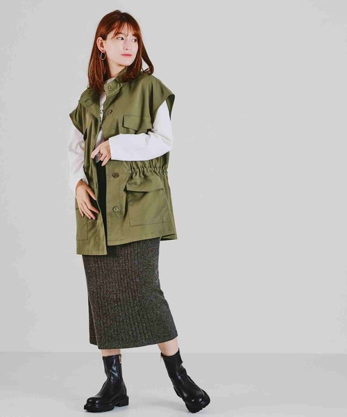 acro（アクロ）の「リブ切替ニットタイトスカート/AC2102（スカート・レディース・グリーン/グレー/ベージュ・ﾌﾘ-）」の6枚目の写真