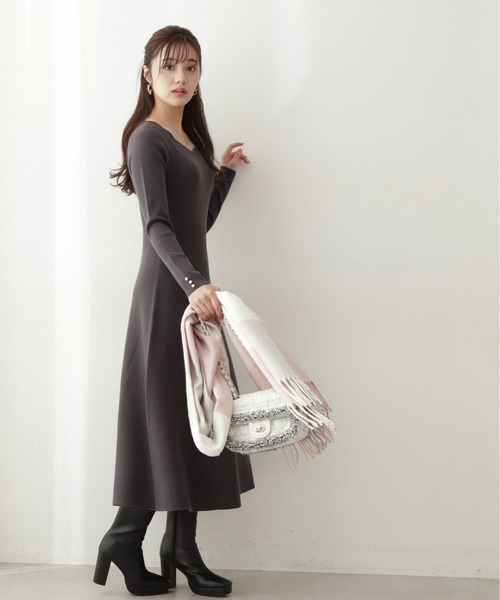 PROPORTION BODY DRESSING（プロポーションボディドレッシング）の「スカラカットニットワンピ / 1213140105（ワンピース・レディース・ダークグレー/グレー/パープル・SMALL/MEDIUM）」の7枚目の写真