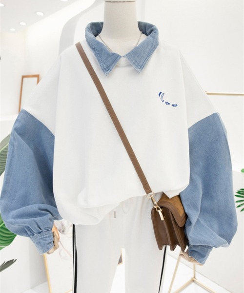 MAISON DE THERESE(メゾン ド テレーズ)の「切り替えトップス(Tシャツ/カットソー・レディース・ピンク/グレー/ネイビー/ホワイト・M/L)」の2枚目の写真
