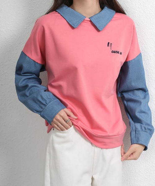 MAISON DE THERESE(メゾン ド テレーズ)の「切り替えトップス(Tシャツ/カットソー・レディース・ピンク/グレー/ネイビー/ホワイト・M/L)」の4枚目の写真