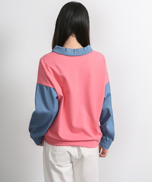 MAISON DE THERESE(メゾン ド テレーズ)の「切り替えトップス(Tシャツ/カットソー・レディース・ピンク/グレー/ネイビー/ホワイト・M/L)」の5枚目の写真