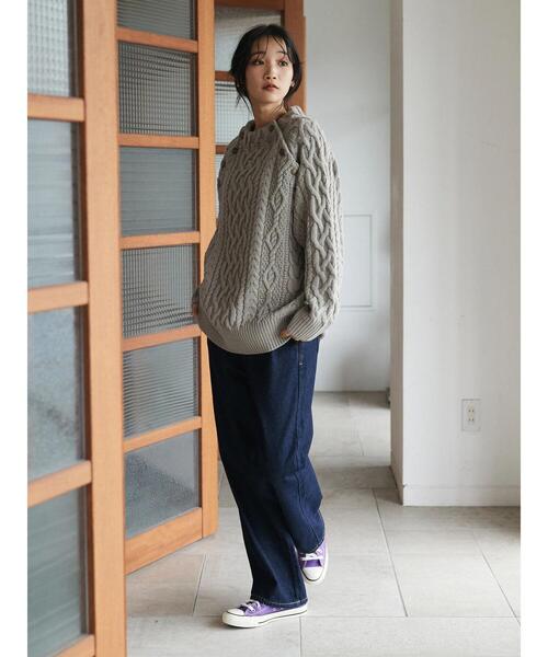 CRAFT STANDARD BOUTIQUE(クラフトスタンダードブティック)の「ラグランケーブルニットプルオーバー(ニット/セーター・レディース・グレー/アイボリー/ダークネイビー/レッド・FREE)」の13枚目の写真