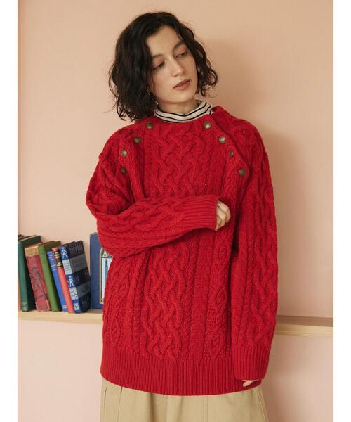 CRAFT STANDARD BOUTIQUE(クラフトスタンダードブティック)の「ラグランケーブルニットプルオーバー(ニット/セーター・レディース・グレー/アイボリー/ダークネイビー/レッド・FREE)」の18枚目の写真