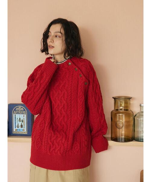 CRAFT STANDARD BOUTIQUE(クラフトスタンダードブティック)の「ラグランケーブルニットプルオーバー(ニット/セーター・レディース・グレー/アイボリー/ダークネイビー/レッド・FREE)」の20枚目の写真