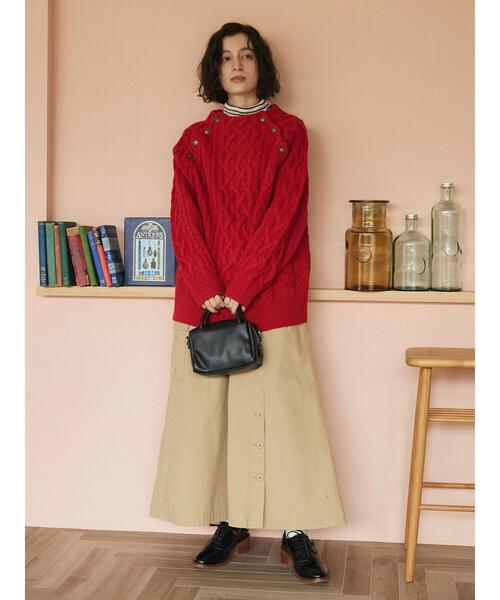 CRAFT STANDARD BOUTIQUE(クラフトスタンダードブティック)の「ラグランケーブルニットプルオーバー(ニット/セーター・レディース・グレー/アイボリー/ダークネイビー/レッド・FREE)」の21枚目の写真