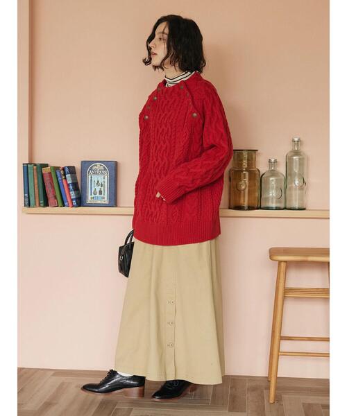 CRAFT STANDARD BOUTIQUE(クラフトスタンダードブティック)の「ラグランケーブルニットプルオーバー(ニット/セーター・レディース・グレー/アイボリー/ダークネイビー/レッド・FREE)」の22枚目の写真
