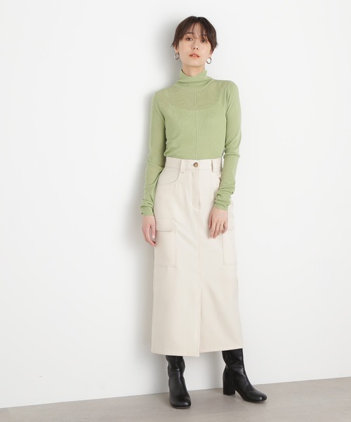 N.（N. Natural Beauty Basic）（エヌエヌナチュラルビューティーベーシック）の「◆フロントスリットカーゴスカート（スカート・レディース・グリーン/オフホワイト/ブラック・MEDIUM）」の11枚目の写真