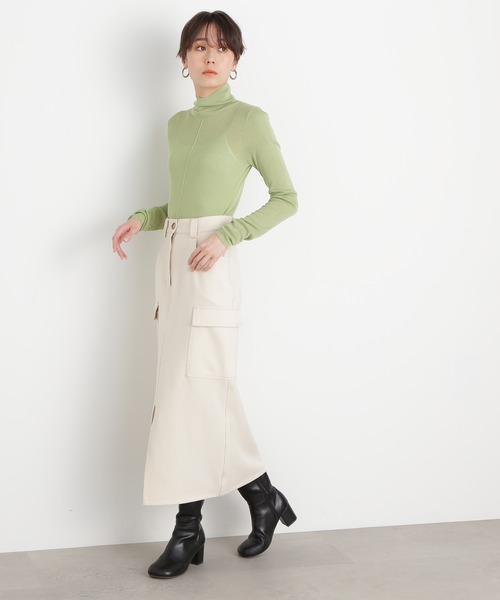 N.（N. Natural Beauty Basic）（エヌエヌナチュラルビューティーベーシック）の「◆フロントスリットカーゴスカート（スカート・レディース・グリーン/オフホワイト/ブラック・MEDIUM）」の12枚目の写真