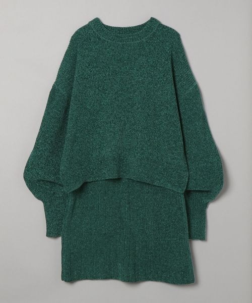 JEANASIS（ジーナシス）の「ミドルゲージラメモールミニ2ピース/181753（スカート・レディース・ブラック/グリーン・FREE）」の2枚目の写真