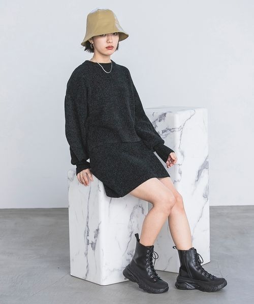 JEANASIS（ジーナシス）の「ミドルゲージラメモールミニ2ピース/181753（スカート・レディース・ブラック/グリーン・FREE）」の16枚目の写真