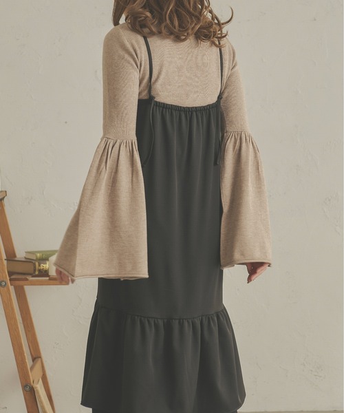 Ambre Neige（アンブルネージュ）の「ラッフルフリルキャミワンピース／【WEB/EC限定商品】（ワンピース・レディース・ブラック/ダークブラウン・FREE）」の5枚目の写真