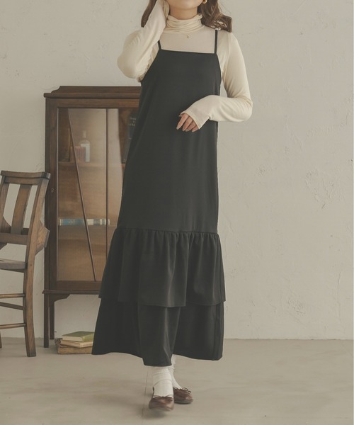 Ambre Neige（アンブルネージュ）の「ラッフルフリルキャミワンピース／【WEB/EC限定商品】（ワンピース・レディース・ブラック/ダークブラウン・FREE）」の7枚目の写真