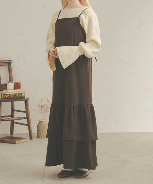 Ambre Neige（アンブルネージュ）の「ラッフルフリルキャミワンピース／【WEB/EC限定商品】（ワンピース・レディース・ブラック/ダークブラウン・FREE）」の18枚目の写真