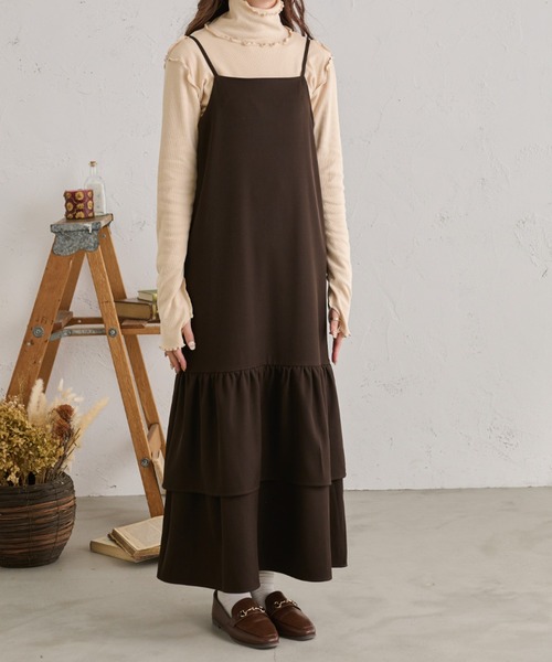 Ambre Neige（アンブルネージュ）の「ラッフルフリルキャミワンピース／【WEB/EC限定商品】（ワンピース・レディース・ブラック/ダークブラウン・FREE）」の22枚目の写真