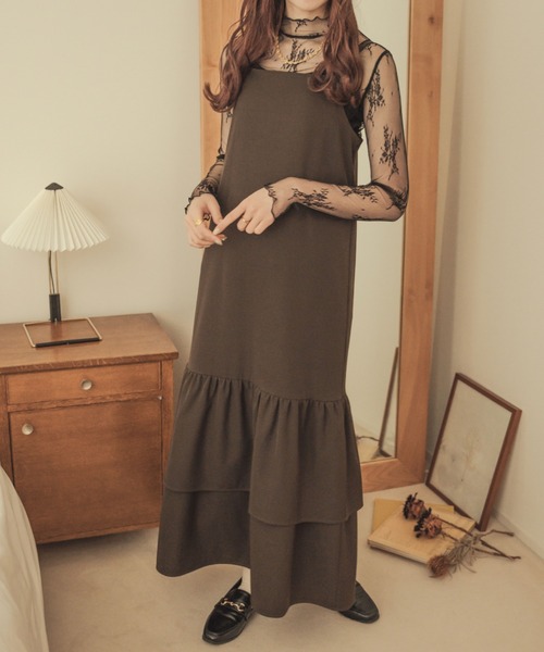 Ambre Neige（アンブルネージュ）の「ラッフルフリルキャミワンピース／【WEB/EC限定商品】（ワンピース・レディース・ブラック/ダークブラウン・FREE）」の17枚目の写真