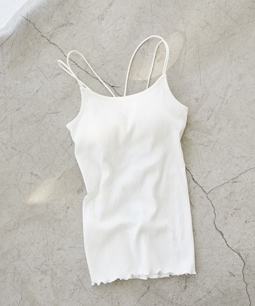 Andemiu（アンデミュウ）の「カップツキキャミ183032（キャミソール・レディース・アイボリー/ブラック・FREE）」の2枚目の写真