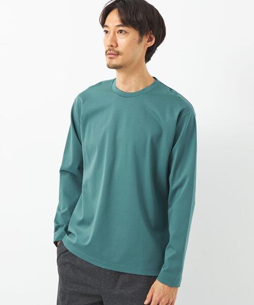 green label relaxing（グリーンレーベルリラクシング）の「FINE ポンチ クルーネック ロングスリーブ カットソー（Tシャツ/カットソー・メンズ・オフホワイト/ターコイズブルー/ネイビー・M/L/XXL/S/XL）」の8枚目の写真