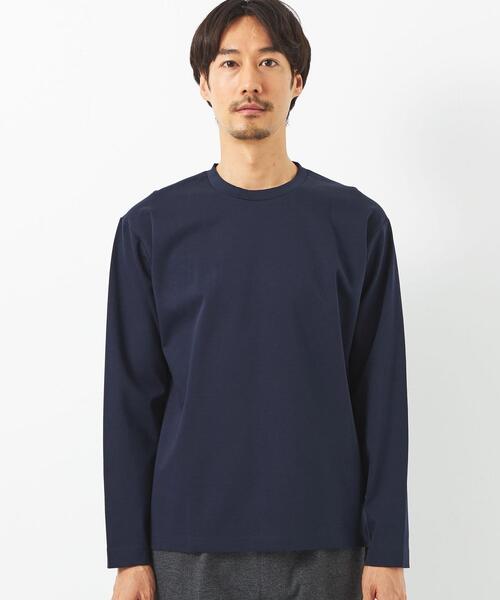 green label relaxing（グリーンレーベルリラクシング）の「FINE ポンチ クルーネック ロングスリーブ カットソー（Tシャツ/カットソー・メンズ・オフホワイト/ターコイズブルー/ネイビー・M/L/XXL/S/XL）」の10枚目の写真