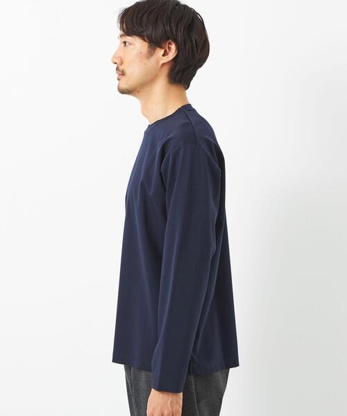 green label relaxing（グリーンレーベルリラクシング）の「FINE ポンチ クルーネック ロングスリーブ カットソー（Tシャツ/カットソー・メンズ・オフホワイト/ターコイズブルー/ネイビー・M/L/XXL/S/XL）」の11枚目の写真