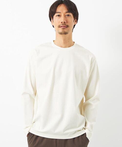 green label relaxing（グリーンレーベルリラクシング）の「FINE ポンチ クルーネック ロングスリーブ カットソー（Tシャツ/カットソー・メンズ・オフホワイト/ターコイズブルー/ネイビー・M/L/XXL/S/XL）」の14枚目の写真