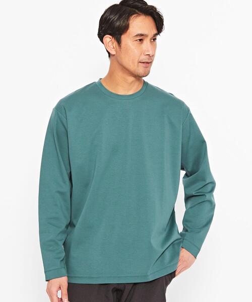 green label relaxing（グリーンレーベルリラクシング）の「FINE ポンチ クルーネック ロングスリーブ カットソー（Tシャツ/カットソー・メンズ・オフホワイト/ターコイズブルー/ネイビー・M/L/XXL/S/XL）」の3枚目の写真