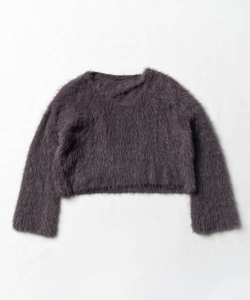 me+em select（ミームセレクト）の「【 7color 】カットアウトショートシャギーニット（ニット/セーター・レディース・ダークグレー/ベージュ/パープル/ホワイト/グレー/ブラック/ダークブルー・FREE）」の12枚目の写真