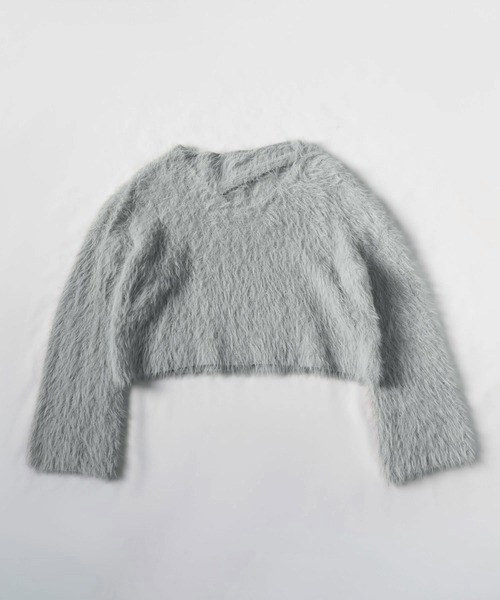 me+em select（ミームセレクト）の「【 7color 】カットアウトショートシャギーニット（ニット/セーター・レディース・ダークグレー/ベージュ/パープル/ホワイト/グレー/ブラック/ダークブルー・FREE）」の13枚目の写真